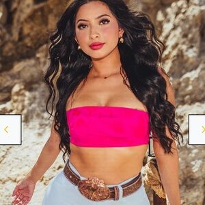 Herencia Baile Essentials Fuchsia Embroidered Bandeau Top 2XL NWT